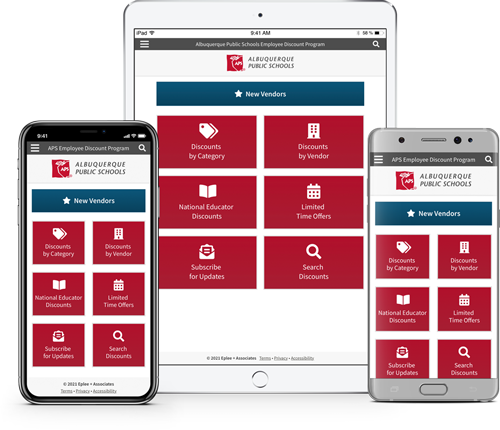 Albuquerque Public Schools Employee Discount Program Mobile App Screenshots
